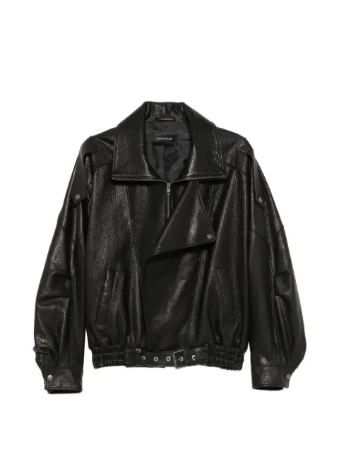 Manokhi Mindy belted leather jacket Black MANO645