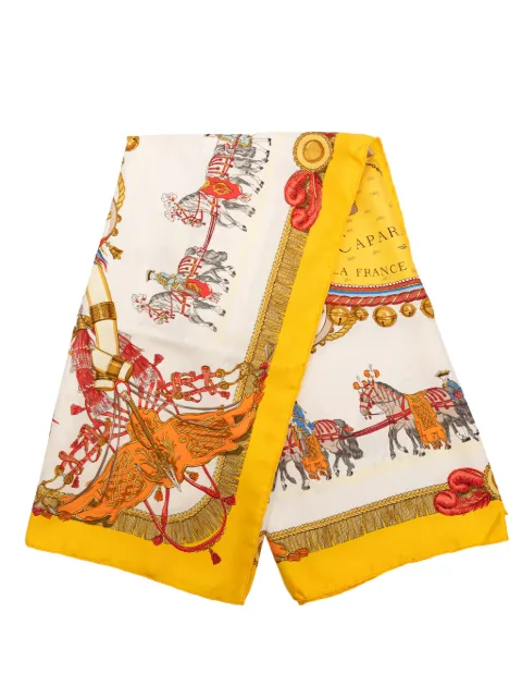 Hermès Pre-Owned 1997-2008 Caparacons De La France Et De L Inde Silk Scarf 90 scarves Yellow 01UHG5173NGYAHL5
