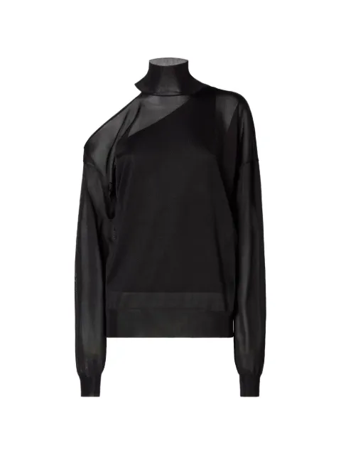 FENDI black silk organza sweater Black FZXF68B1ID