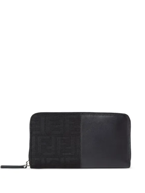 FENDI FF jacquard zip-around black wallet Black 7M0210B139