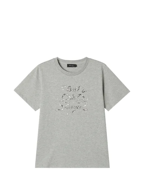 tout a coup bow-print faux-pearl T-shirt Grey M653AU6