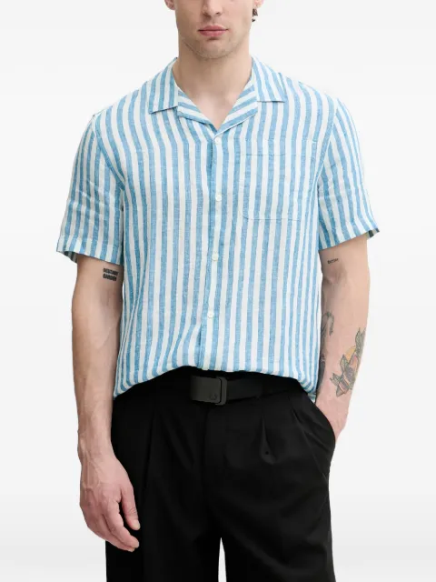 Michael Kors striped linen camp shirt White CS6409LHHH