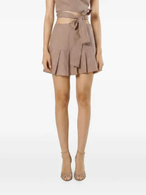 Mia Peculiar pleated linen mini skirt Neutrals 02MPLS03WARMTAUPE