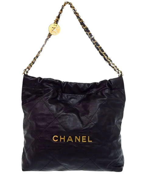 CHANEL Pre-Owned 2021-2026 Small Quilted Shiny Calfskin 22 Handbag tote bag Black NKOQR1CL42FQEUJ5