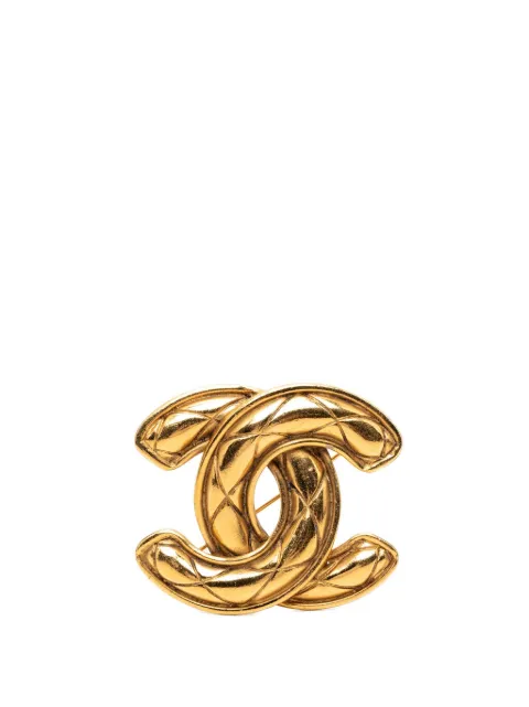 CHANEL Pre-Owned 1970-1980 CC Gold Plated Quilted Brooch costume brooch Gold 40DDC2UYB0H3QNZ2
