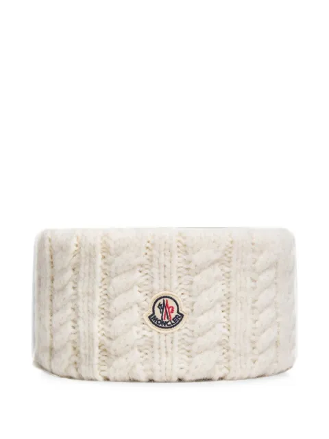 Moncler cable-knit logo-patch headband White L20933B00017N0403
