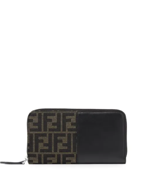 FENDI FF jacquard zip around wallet Black 7M0210B139