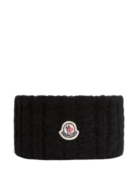 Moncler cable-knit logo-patch headband Black L20933B00017N0403