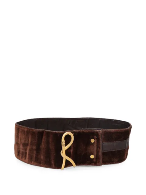 Roberta di Camerino Pre-Owned R logo velvet belt Brown W27526134