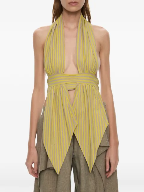 Christopher Esber stripe-pattern draped halter top Yellow 26021540