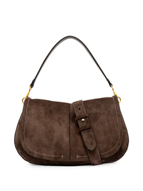 GIANNI CHIARINI Helena suede-effect buckle-detail shoulder bag Brown BS12619CMPL