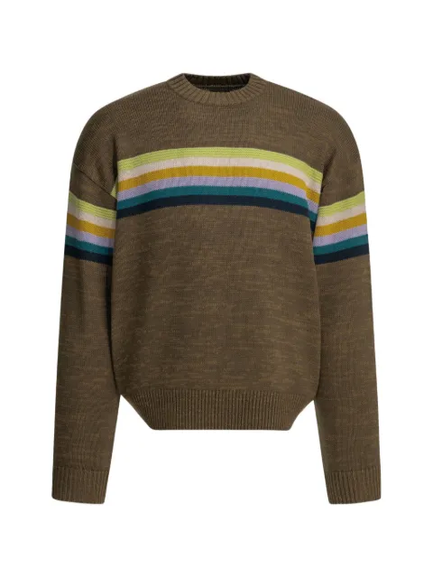 KAPITAL Peckish Rainbow striped peace-sign sweater Brown K2603KN012