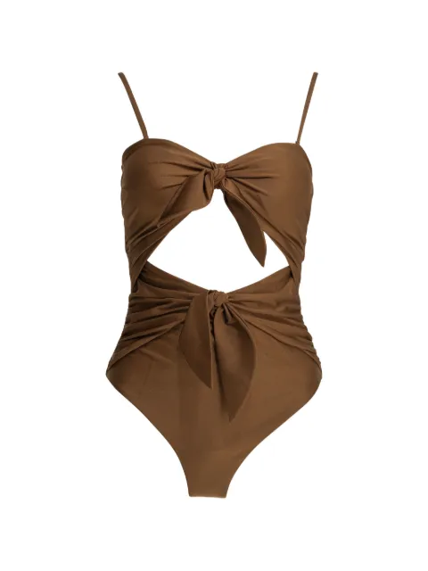 ZIMMERMANN cut-out bow-detail swimsuit Brown 9070WSS261