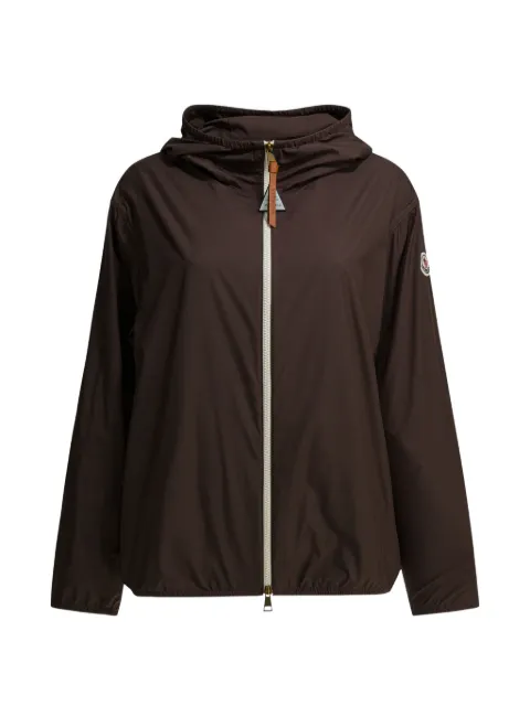 Moncler logo-patch hooded jacket Brown FEGEOS1A0014354AQ