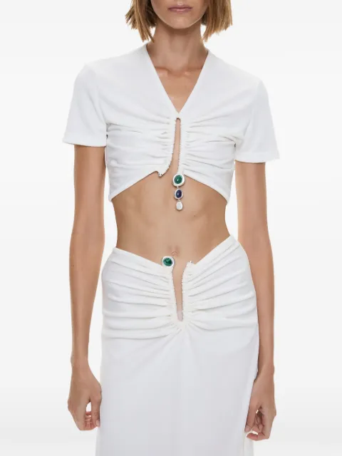 Christopher Esber Droplet ruched crystal-pendant T-shirt White 26021175