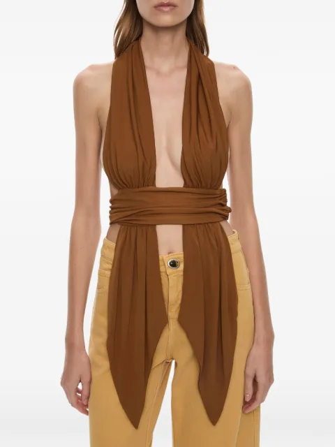 Christopher Esber scarf-draped halterneck top Brown 26021539