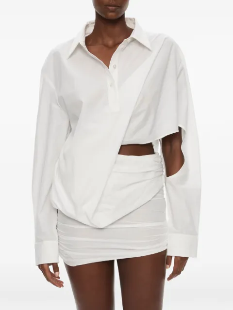 Christopher Esber Aiba draped cut-out mini shirt dress White 26023466