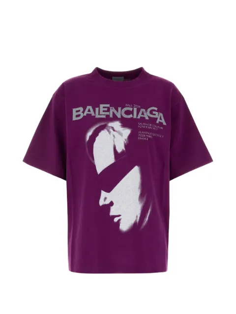 Balenciaga oversized logo-print T-shirt Purple 871733TUVO5
