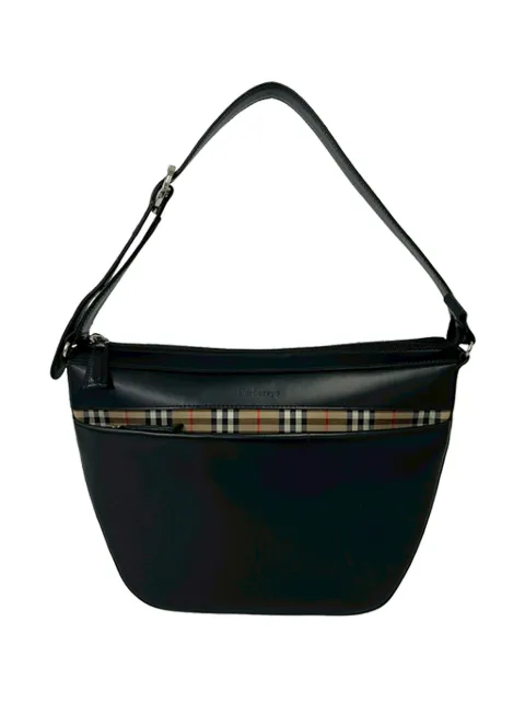 Burberry Pre-Owned 2000-2017 House Check Canvas Trimmed Leather shoulder bag Black JXI90E13F5ZZ3A63