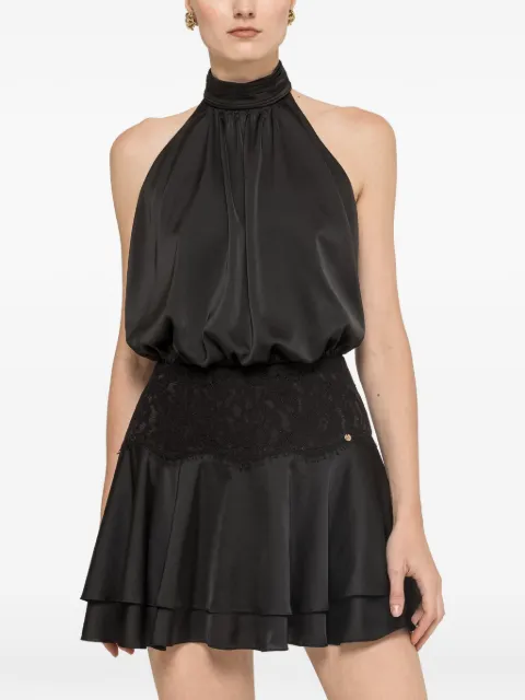 NISSA backless satin mini dress Black RC17005