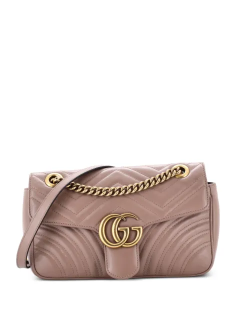 Gucci Pre-Owned GG Marmont Flap Bag Matelasse Leather Medium shoulder bag Neutrals P3IPUFV4PM68HT1K