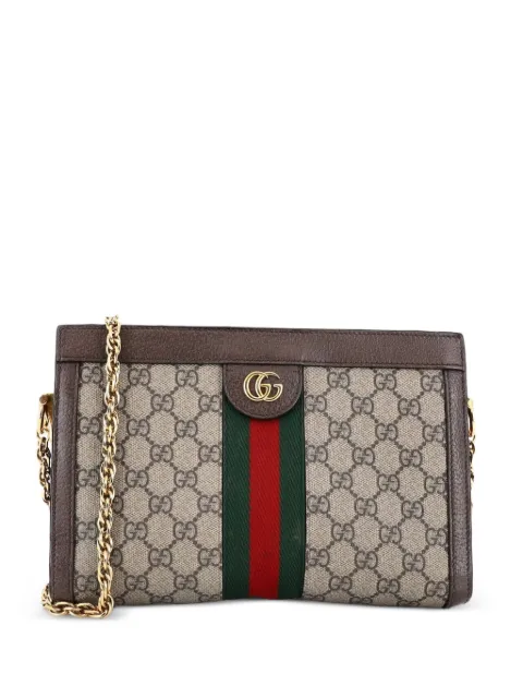 Gucci Pre-Owned Ophidia Chain Shoulder Bag GG Coated Canvas Small crossbody bag Brown XQRDWCZGFDVJLKGH