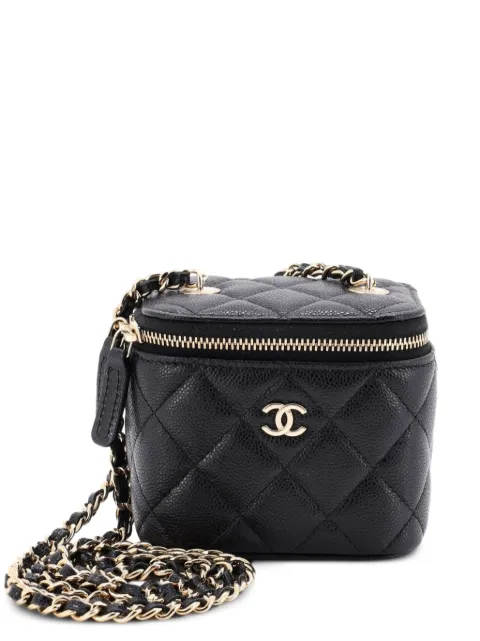 CHANEL Pre-Owned Classic Vanity Case with Chain Quilted Caviar Mini pouch Black GADNO7LJE931EOQV