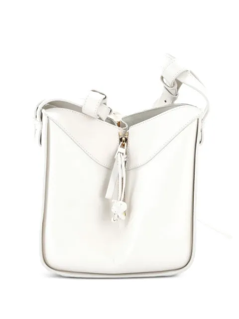 Loewe Pre-Owned Monochrome Hammock Bag Leather with Logo Jacquard Strap Compact crossbody bag White EUFEQUCZYEO29RDC