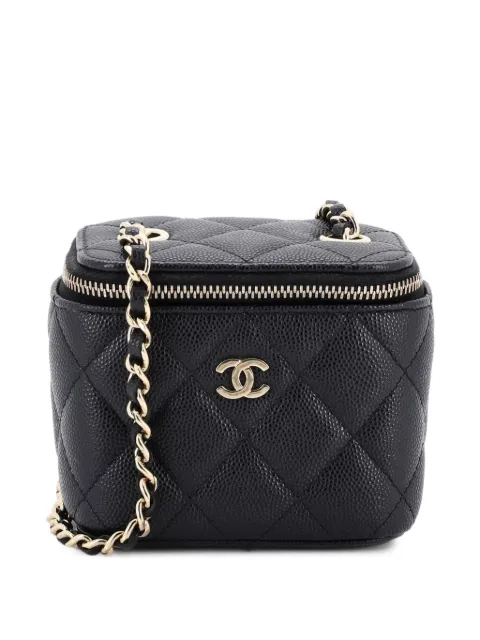 CHANEL Pre-Owned Classic Vanity Case with Chain Quilted Caviar Mini pouch Black TDFAAVLEAUI9CDLQ