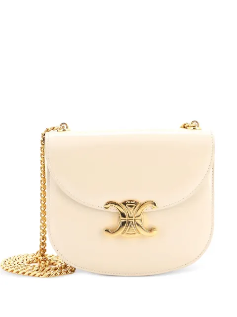 Celine Pre-Owned Triomphe Besace Clea Chain Flap Bag Leather shoulder bag Neutrals QV6J5ODD2HGGSY7X