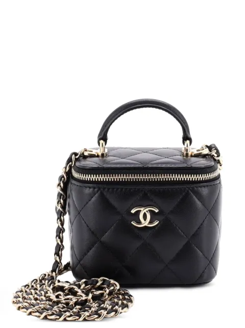 CHANEL Pre-Owned Classic Top Handle Vanity Case with Chain Quilted Lambskin Mini crossbody bag Black QKPUY789SLYG47LM