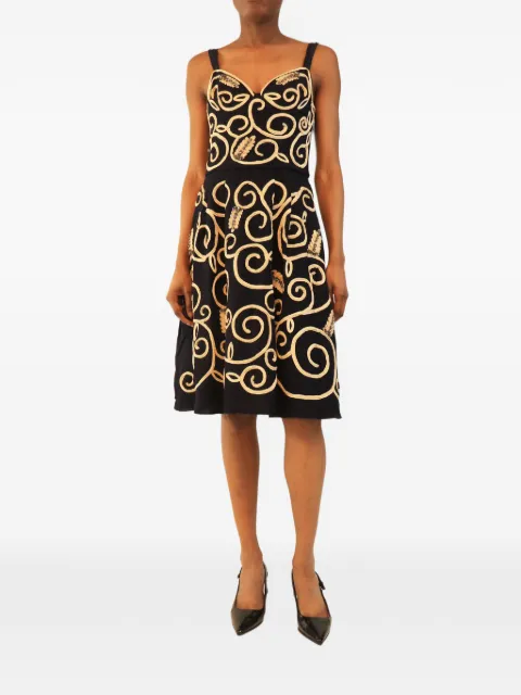 Louis Vuitton Pre-Owned embroidered cocktail mini dress Black NAVYANDBEIGEEMBROIDEREDCOCKTAILDRESS