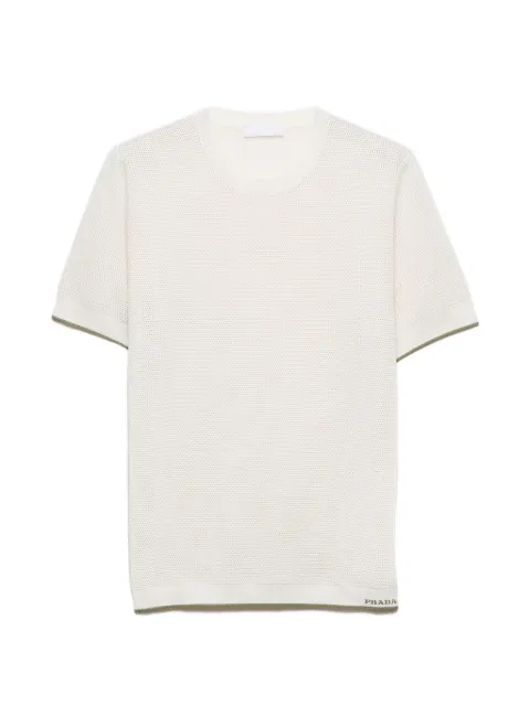 Prada silk and cotton crew-neck sweater Neutrals UMF249SOOO188T