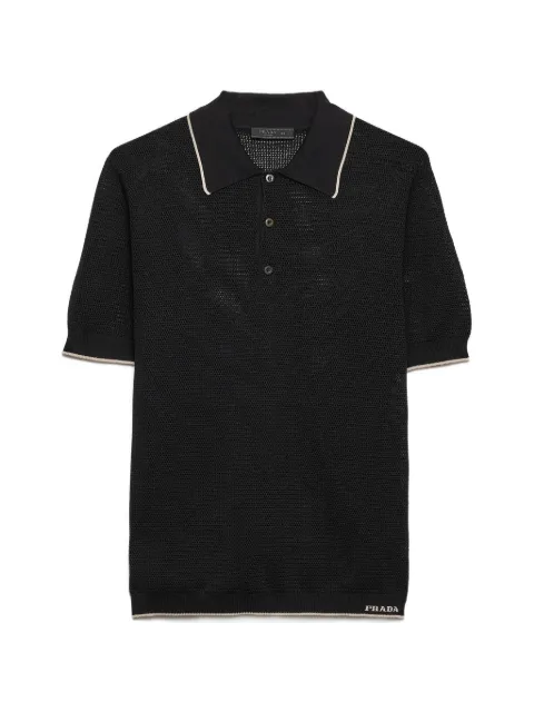 Prada silk and cotton polo shirt Black UMF250SOOO188T