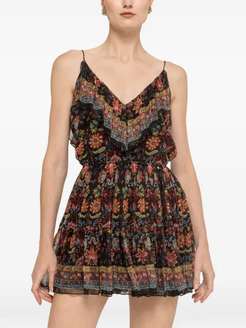 NISSA floral-print silk mini dress Black RZ17064