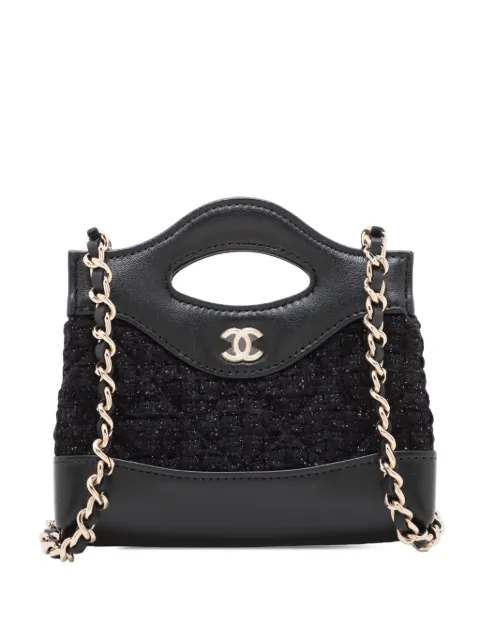 CHANEL Pre-Owned 2021-2026 Nano Quilted Tweed Kelly Shopper Bag satchel Black TJAIIGDOO7XLBCER