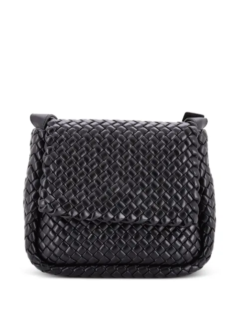 Bottega Veneta Pre-Owned Cobble Flap Padded Intrecciato Leather Small shoulder bag Black X6GQHXUU80YP3UDQ
