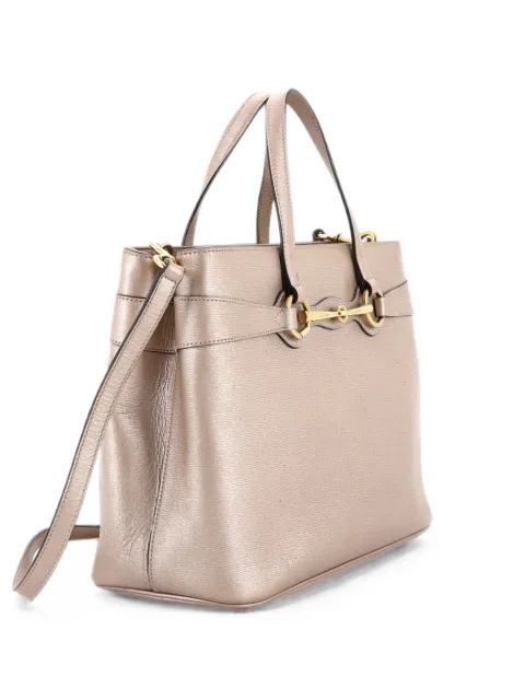 Gucci Pre-Owned Bright Bit Convertible Leather Medium tote bag Gold WAVWQ7ELKRA0QZXD