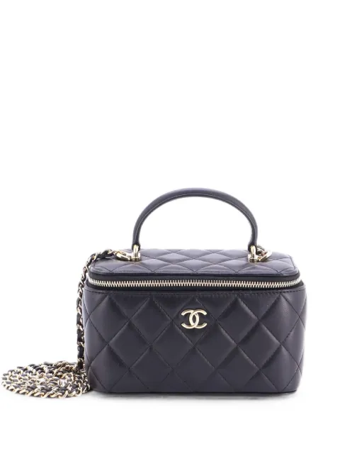 CHANEL Pre-Owned Classic Top Handle Vanity Case with Chain Quilted Lambskin Small crossbody bag Black DKQH0G2X7CA12GK8