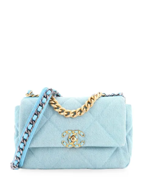 CHANEL Pre-Owned 19 Flap Bag Quilted Denim Medium shoulder bag Blue RY3TP8H56PLMTEJW
