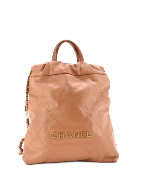 CHANEL Pre-Owned 22 Chain Quilted Calfskin Medium backpack Neutrals PNELJPS2B9Z64OAD