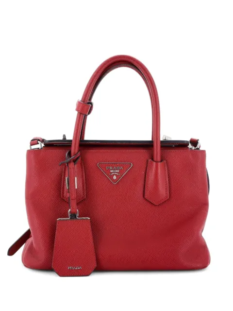 Prada Pre-Owned Turnlock Cuir Twin Tote Saffiano Leather Mini satchel Red 7UZ0QJFA32NKT8DT