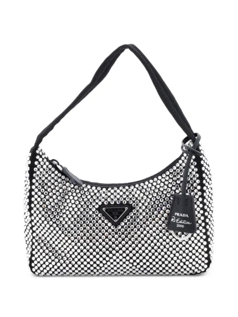 Prada Pre-Owned Re-Edition 2005 Shoulder Bag Crystal Embellished Satin Small crossbody bag Black 7KH7UWB1SONZBPU3
