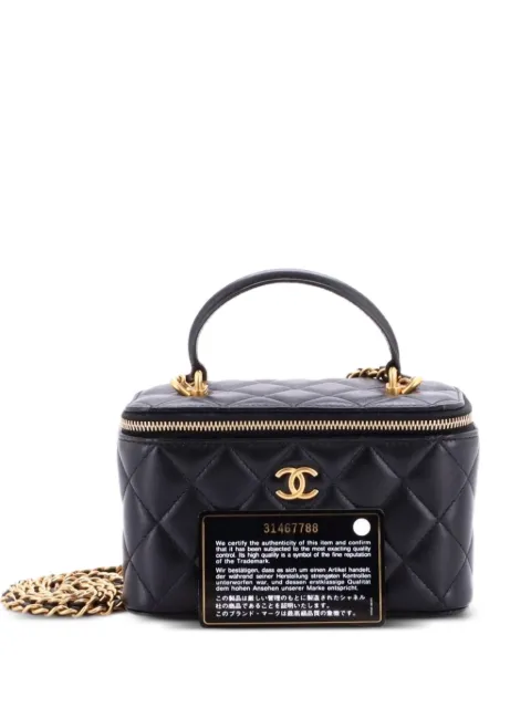 CHANEL Pre-Owned Classic Top Handle Vanity Case with Chain Quilted Lambskin Small crossbody bag Black 73G8FHMIRZV17ZA6