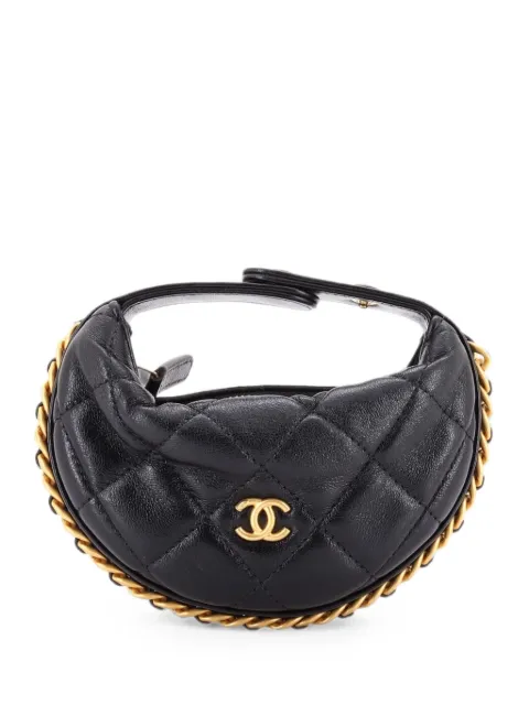 CHANEL Pre-Owned Chain Around Pouch Quilted Lambskin Extra Mini hobo bag Black 6MR9IGZZ10YLGZ32