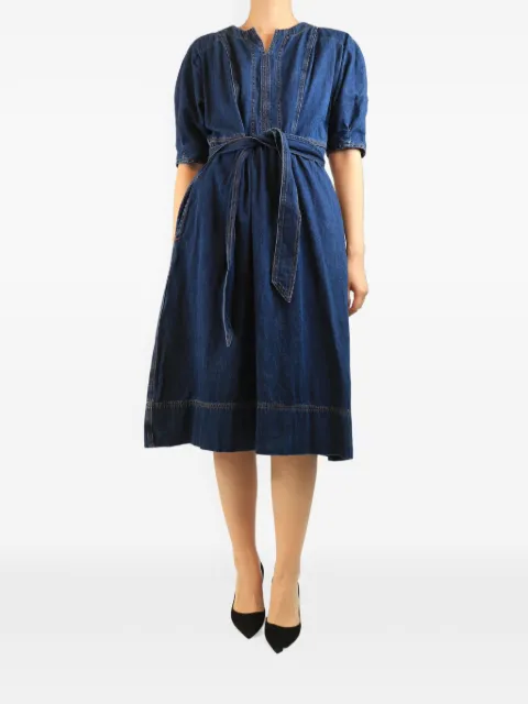WYSE belted denim midi dress Blue BLUEDENIMMIDIDRESS