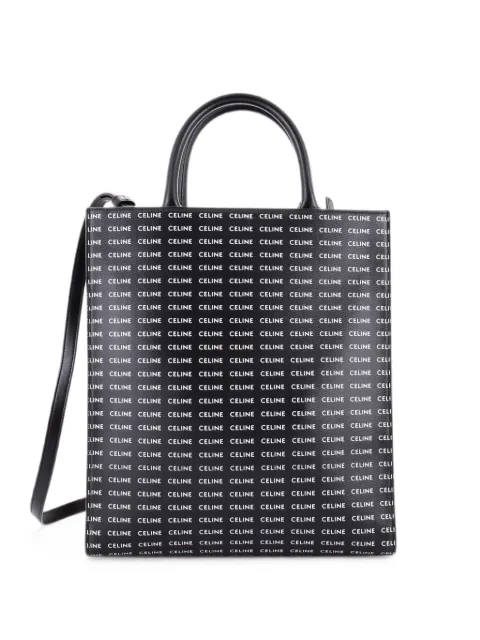 Celine Pre-Owned Vertical Cabas All Over Logo Print Leather Small tote bag Black JZV1KYI806WIYI6R