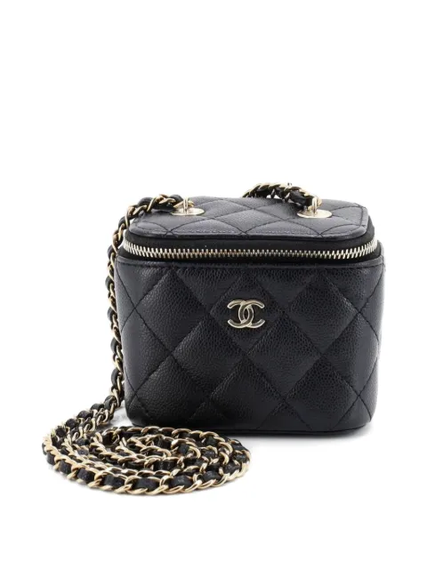 CHANEL Pre-Owned Classic Vanity Case with Chain Quilted Caviar Mini pouch Black 3V59VT3J9C1ICB4D