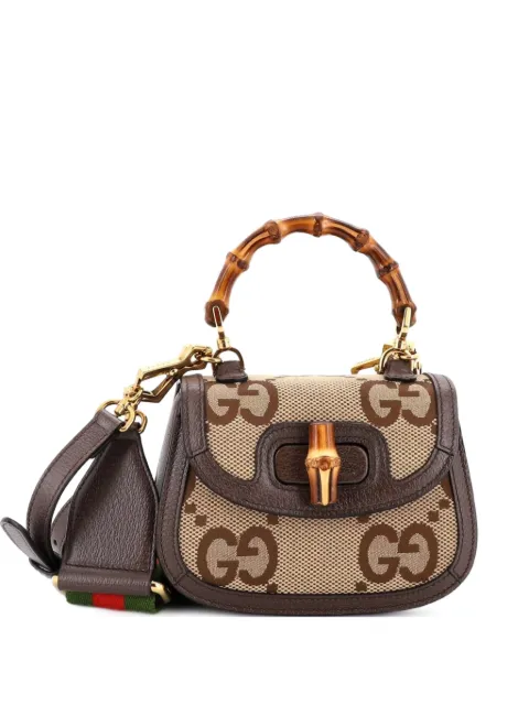 Gucci Pre-Owned Bamboo 1947 Top Handle Bag Jumbo GG Canvas Mini crossbody bag Brown 2DVJCBEWFKO8NTDC