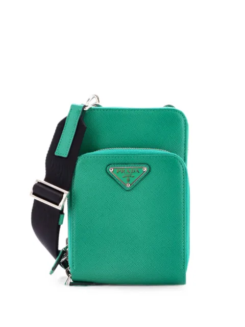 Prada Pre-Owned Front Pocket Phone Holder Saffiano Leather crossbody bag Green 1FOTNXQ6BDD34OBU